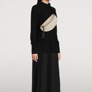Jil Sander Small Moon Canvas Belt Bag In Natural With Leather Trim